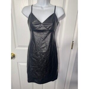 Faux Leather Black Spaghetti Strap Dress Size M